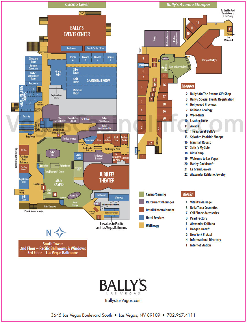 Ballys Las Vegas Map Ballys Property Map | Vegas Casino Info